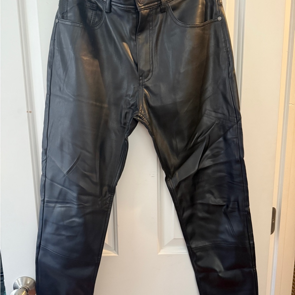 Zara Men's Sleek Black Faux Leather Pants